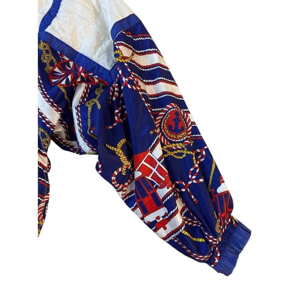 Nautical Pirate Jacket‎ Windbreaker Size M by Lady Avon 90s Granny Style Retro - Picture 6 of 9